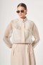 Women's Mesh Detail Skirt Suit Beige 31448 - 5