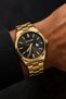 Men's Wristwatch Steel Band Analog with Calendar Black Dial Gold Color Classic Wrist Watch Men's Gift