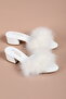 Satin Square Heel Feathered Bridal and Engagement Slippers