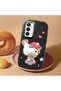 Samsung Galaxy A25 Compatible Case Camera Protector Black Silicone Couple Phone Case with Kitty Pattern - 2