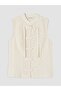 Lcw Vision Ecru Hakim Collar Embroidered Blouse - 5