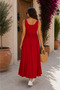 Stylish Comfort All Day Long - Women's Crew Neck Waist Gathered Side Slit Detailed Relaxed Fit Viscose Dress - 4