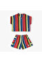 Stripe Red Women's Towel Shorts Set 100% Cotton Colorful Standard - 2