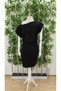 Women's short sleeve one shoulder strap and accessory detail elastic waist crepe dress - 6