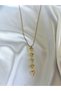 Women's Gold Color Stone Heart Steel Y Necklace - 4
