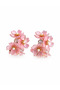 Women's Pink Flower Figured Pearl Detailed Sakura Bloom Flower Earrings - 2