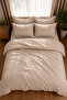 100% Cotton Satin Double Duvet Cover Set (Duvet Cover, Fitted Sheet, 2 Pillowcases, 2 Throw Pillow Covers) - 5