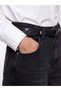 Black Wideleg Women's Jean Trousers with Belt - 3