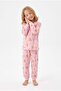 Girls' Long Sleeve Pajama Set 100% Cotton Teddy Bear and Heart Pattern Combed Cotton - 2
