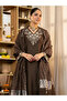 Brown Silk Embroidered Kurta Set - ALV2196 | Brown-Size:XL-42-Inches - 4