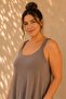 Women's Wide Collar Lyocell Soft Textured Stretchy Dress with Elastic Straps - 3