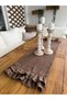 İnci Vintage Seamless Double Layer Ruffled Brown Runner