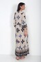 Women's Collar Lace-Up Ethnic Patterned Long Hijab Dress - 4