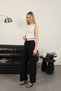 Women's Stone Trousers High Waist Detailed Belted Wide Leg Long Woven - 3
