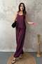 Women's Plum Halter Neck Strappy Textured Wide Leg Blouse and Pants Set