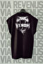 Venom Back Printed Zero Sleeve Crew Neck Sports Tshirt