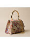 Valley Ethnic Pattern Glittery Shoulder Bag Beige - 4