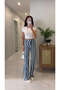 Cs Kinos White Blue Striped Wide Leg Jeans - 6