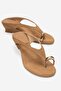 Alizee Earth Suede Women's Mini Wedge Heeled Slippers with Toe Buckle