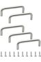 5-Piece Set of solid SS round drawer handles - 96mm hole spacing - For U-shaped cabinet doors - Bedroom - Bathroom - brushed silver