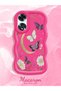 Oppo A60 Compatible Wavy Frame Moon Butterfly and Flower Pattern Silicone Phone Case