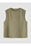 Khaki Crew Neck Men's Sleeveless T-Shirt - 2
