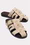 Women's Slippers with Buckle and Closed Front with Pins Beige