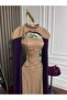 Navy Blue Evening Dress with Chiffon Beading - 4