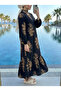 Viscose Fabric Gold Embroidered Hijab Dress - 3