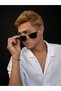 Unisex Clubmaster Sunglasses with Uv400 Protection Gold Frame Black Glass - 2