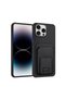 Apple iPhone 16 Pro Compatible Case with Stand and Card Holder Silicone Case Black