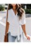 Women's double-breasted viscose blouse with side tie closure