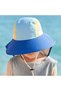 Summer sun hat for children and girls, wide-brimmed bucket hat with flap closure and mesh, suitable for beach fishing and hiking (dark blue).