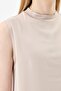 Chiffon Front Sleeveless Combed Cotton Undergarment - Stone - 4