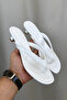 Women's Star Flip-Flops with Heels - White-Patent Leather