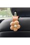 4-Piece Car Headrest Hooks, Cute Flower Seat Hanger Storage Decoration for Purse & Bag in SUV, Sedan, Truck (Beige) - 3