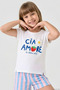 Girl's Short Sleeve T-Shirt with Lettering Print, Daisy Embroidery, Strawberry, 5-10 Years Old, Ecru - 2