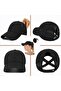 Ponytail baseball cap quick-dry adjustable black. - 4