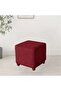 Velvet square footstool cover, cube footstool cover with elastic band protective cover (red) - 3