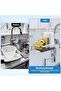 Faucet holder, kitchen sink sponge rack, with tray and hooks, aluminum faucet storage rack, can hold brushes, dishcloths, soap, etc., silver. - 5