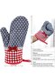 Two-pack oven mitts, heat-resistant mitts, heat-resistant mats, heat-resistant and non-slip grilling mitts, polyester-cotton baking mitts, for cooking - 2