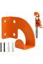 This wall-mounted bracket for chainsaws, cables, hoses, shovels, etc., is suitable for use in workshops and garages.