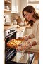 Honey Pumpkin Patterned Duck Fabric Kitchen Gloves 20X33 cm |   Heat Resistant, Water Repellent, Stain Resistant Oven Gloves