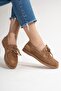 Leonelda Women's Genuine Leather Lace-Up Loafer Tan Suede - 6