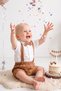 Baby Boy Muslin 3-Piece Set Bow Tie Suspender Shirt Shorts Pants 100% Cotton 6-24 Months