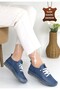 Jiten Blue Genuine Leather Lace-Up Sports Shoes