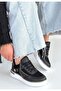 Junda Black Leather Lace-Up Sports Shoes - 2