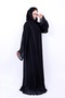 Elegant Black Chiffon Embroidered Lace Abaya - 6