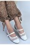 Junay White Leather Mesh Ballerina Shoes - 2