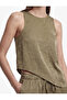Asymmetrical Cut Sleeveless Crew Neck Satin Blouse - 5